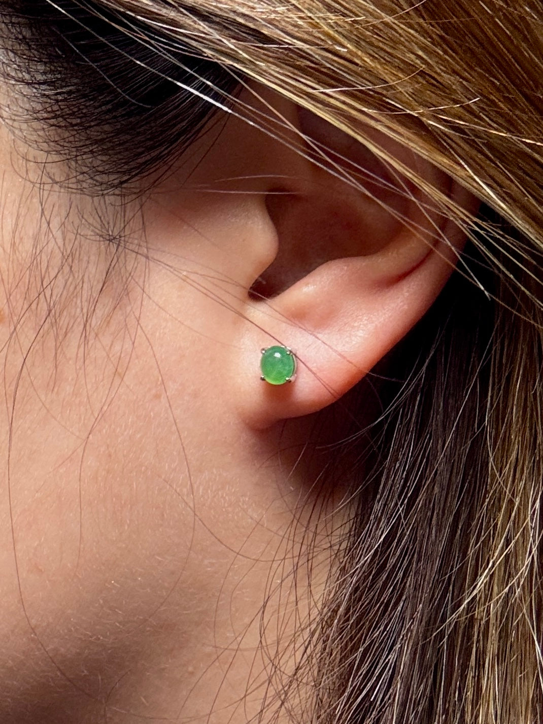 Green Jadeite Cabochon Earrings