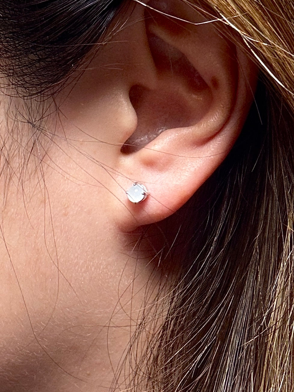 Icy Jadeite Cabochon Earrings
