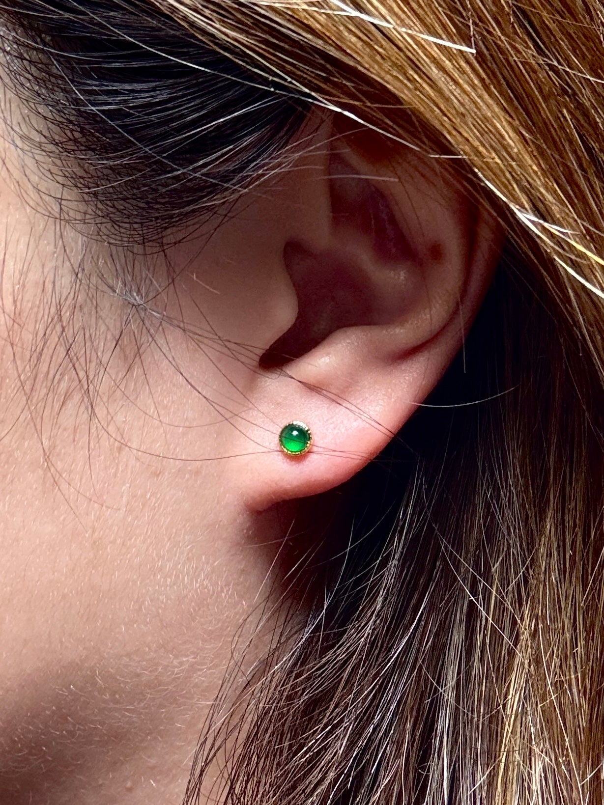 Green Jadeite Cabochon Earrings