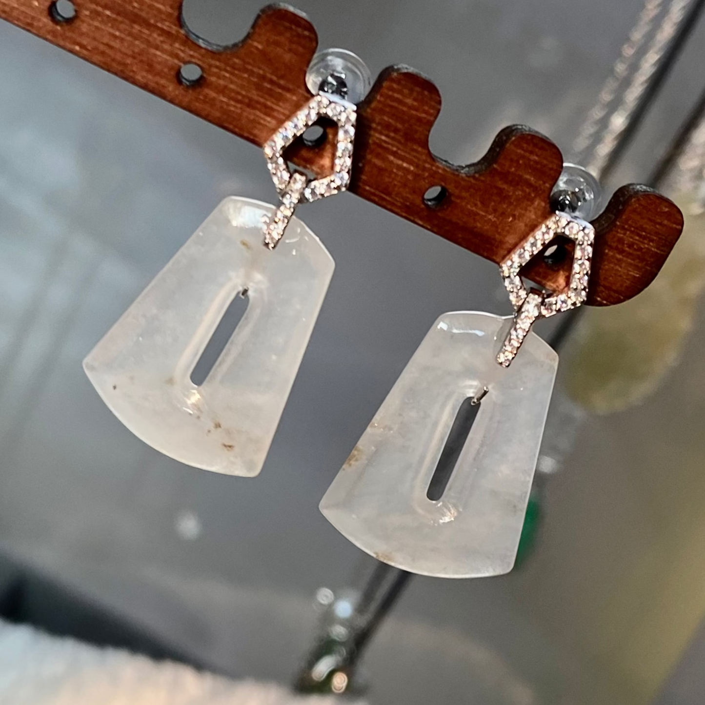 Icy Jadeite Donut Dangle Earrings