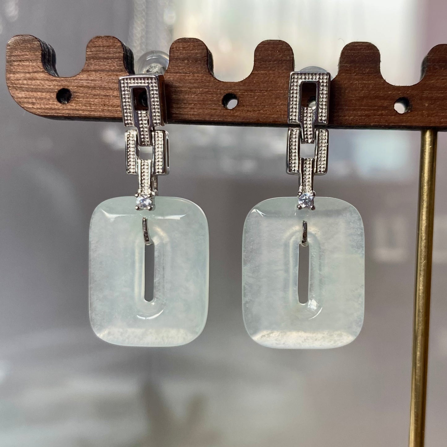 Icy Jadeite Donut Dangle Earrings