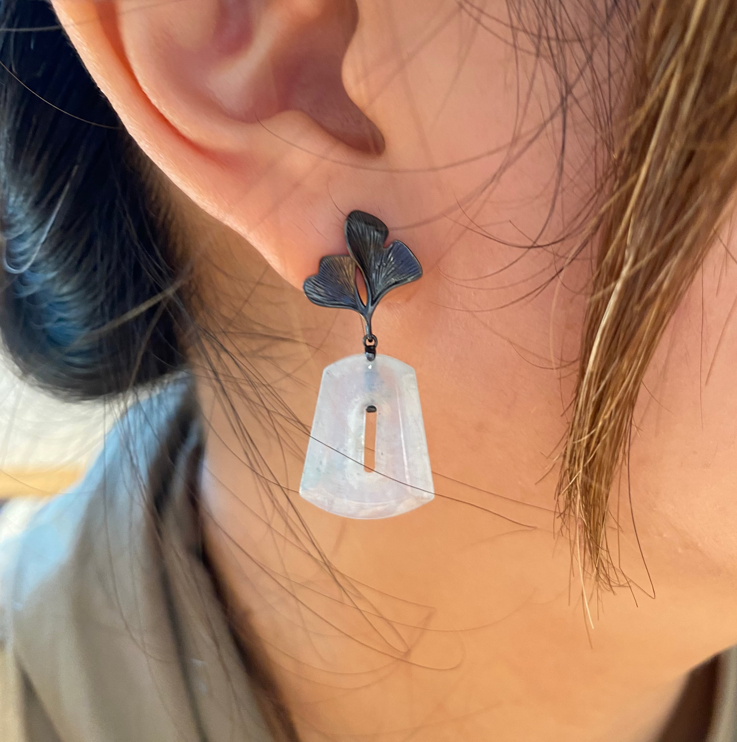 Icy Jadeite Donut Dangle Earrings
