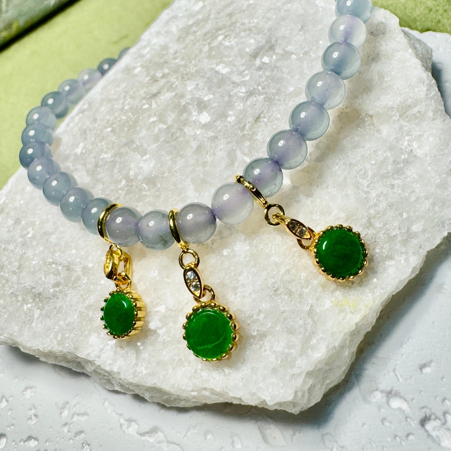 Circle Disc Green Jadeite Charm