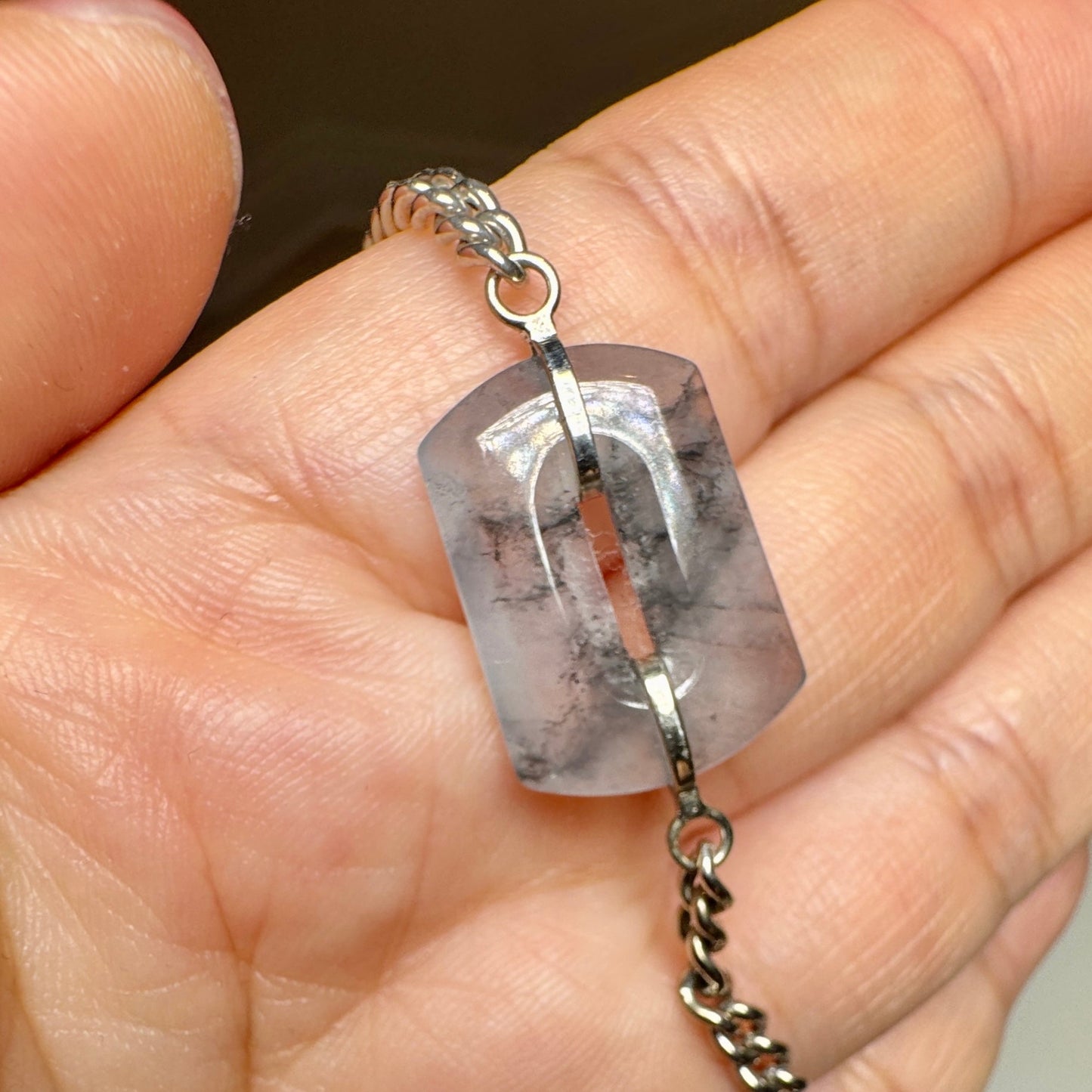 Icy Charcoal Jadeite Donut Bracelet - Winter Mist