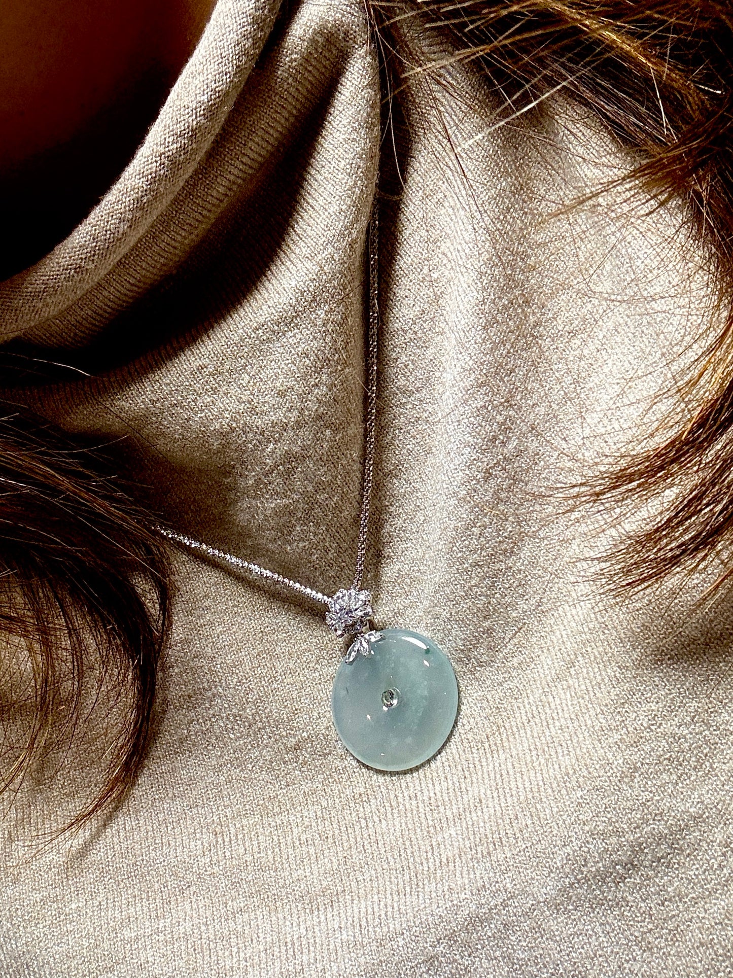 Icy Jadeite Donut Pendant Necklace