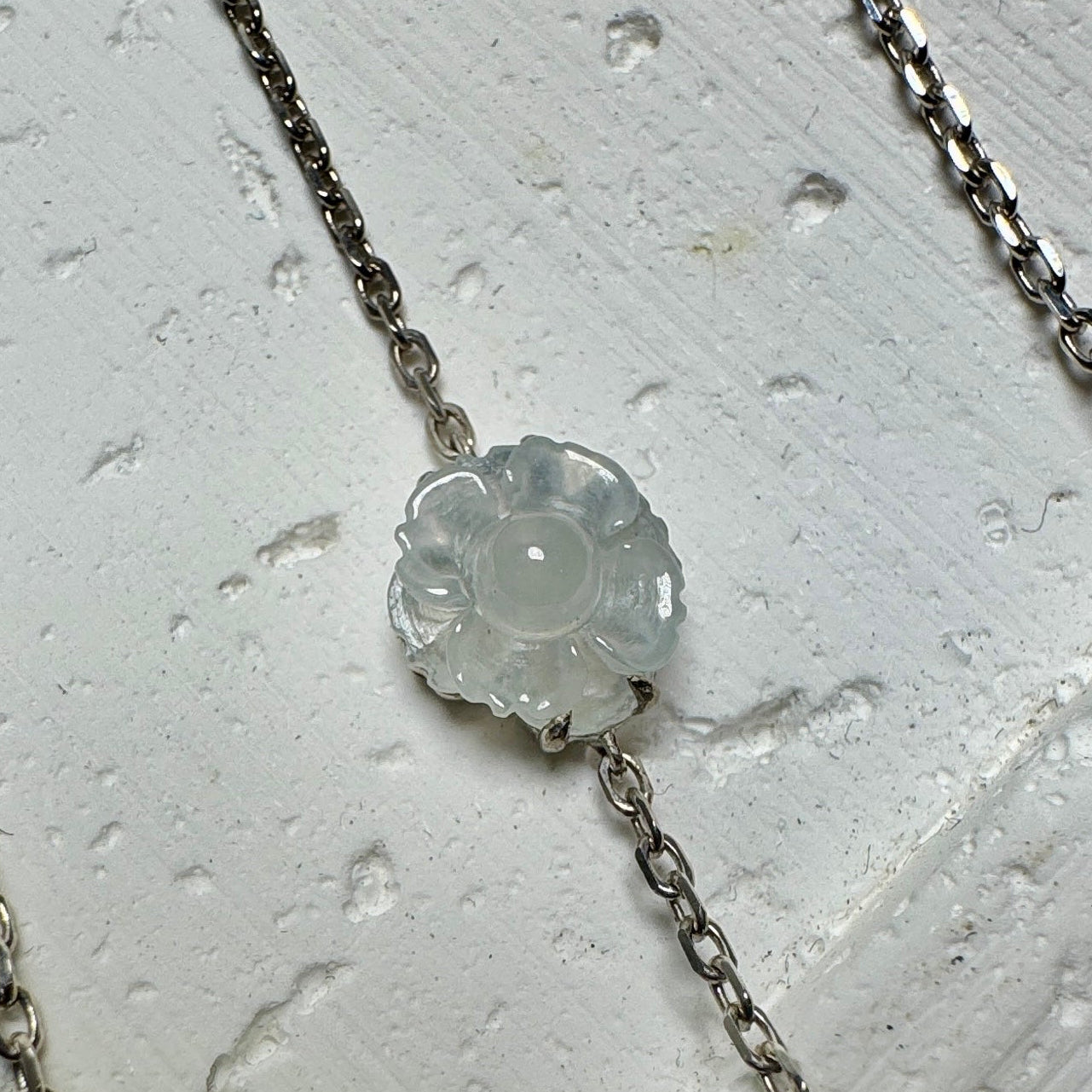 Icy White SunflowerJadeite Bracelet