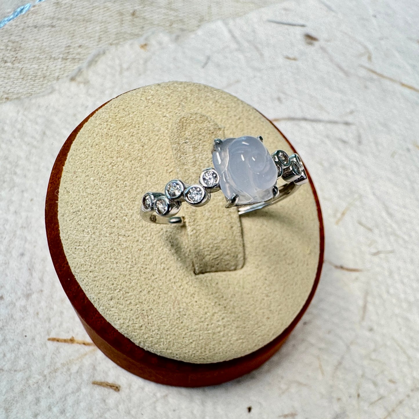Icy Lavender Flower Jadeite Ring