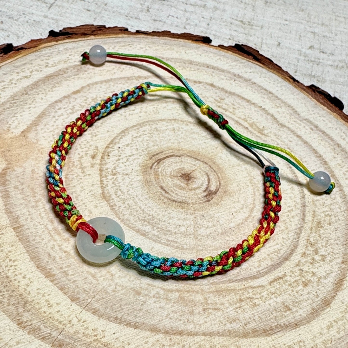 Icy Jade Donut Macramé Bracelet