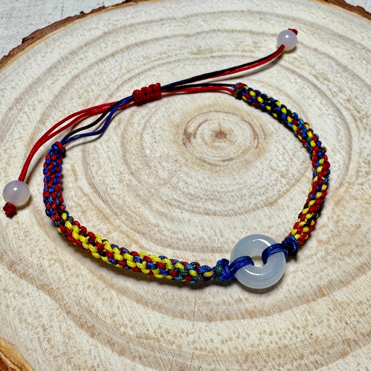Icy Jade Donut Macramé Bracelet