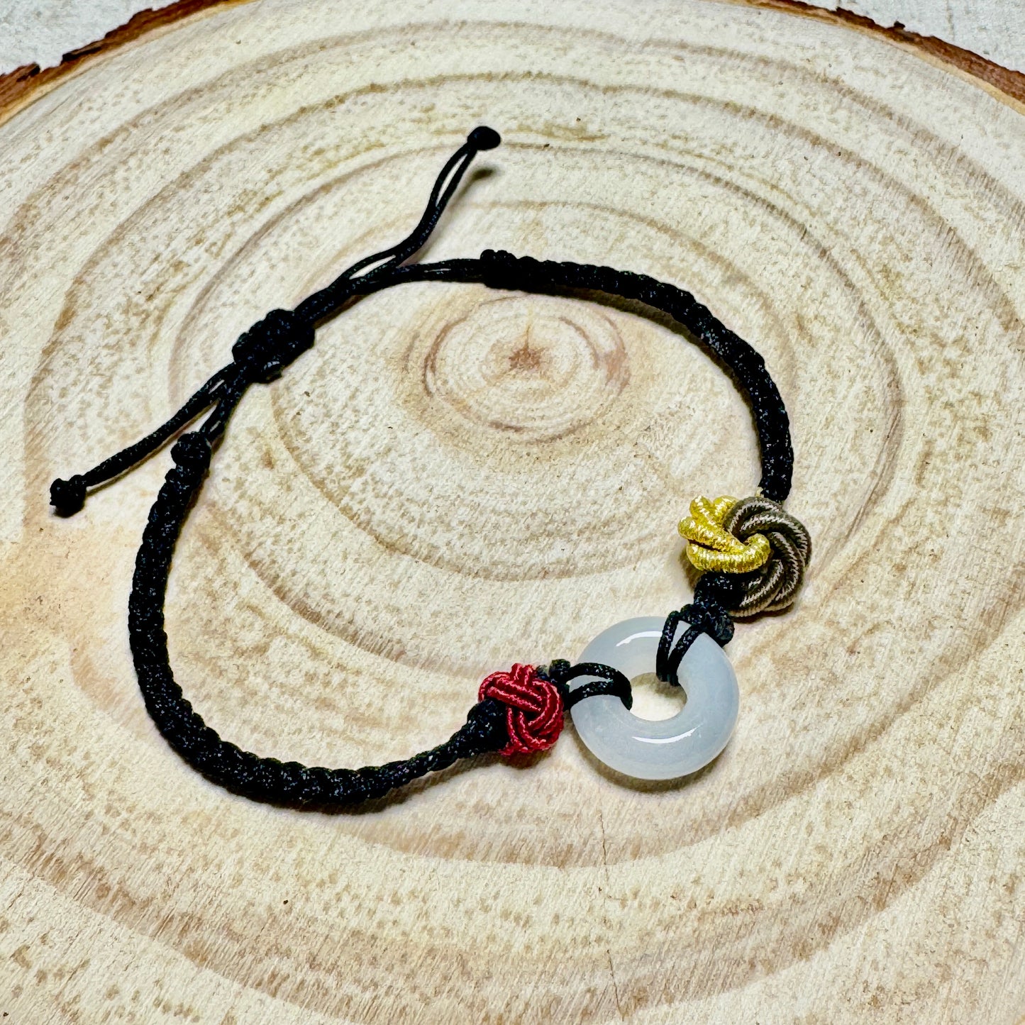 Icy Jade Donut Macramé Bracelet
