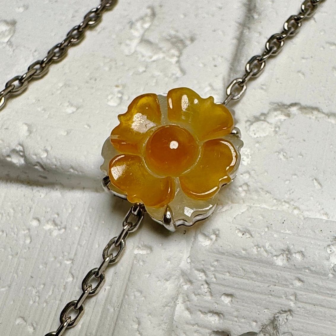 Orange SunflowerJadeite Bracelet