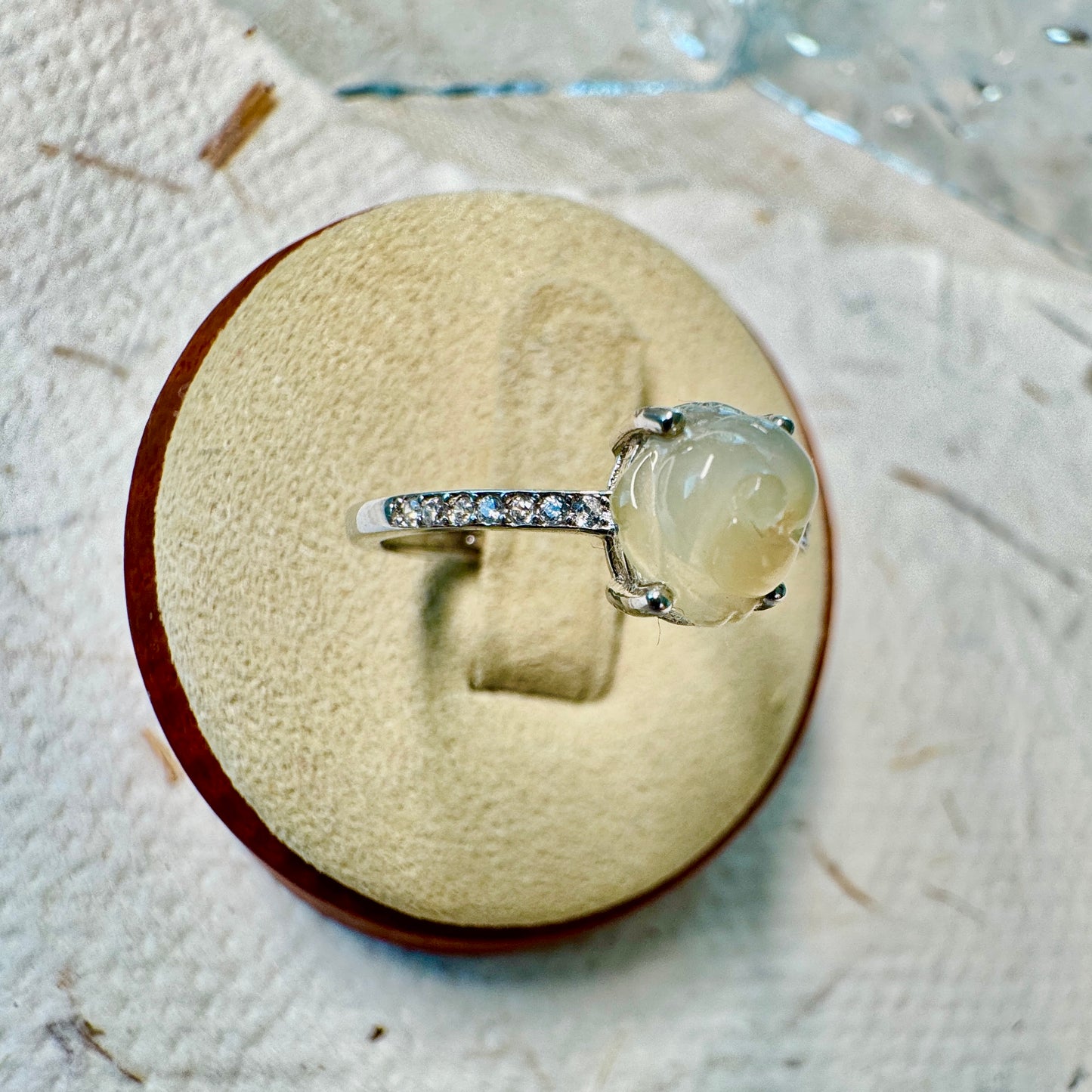 Icy Yellow Flower Jadeite Ring