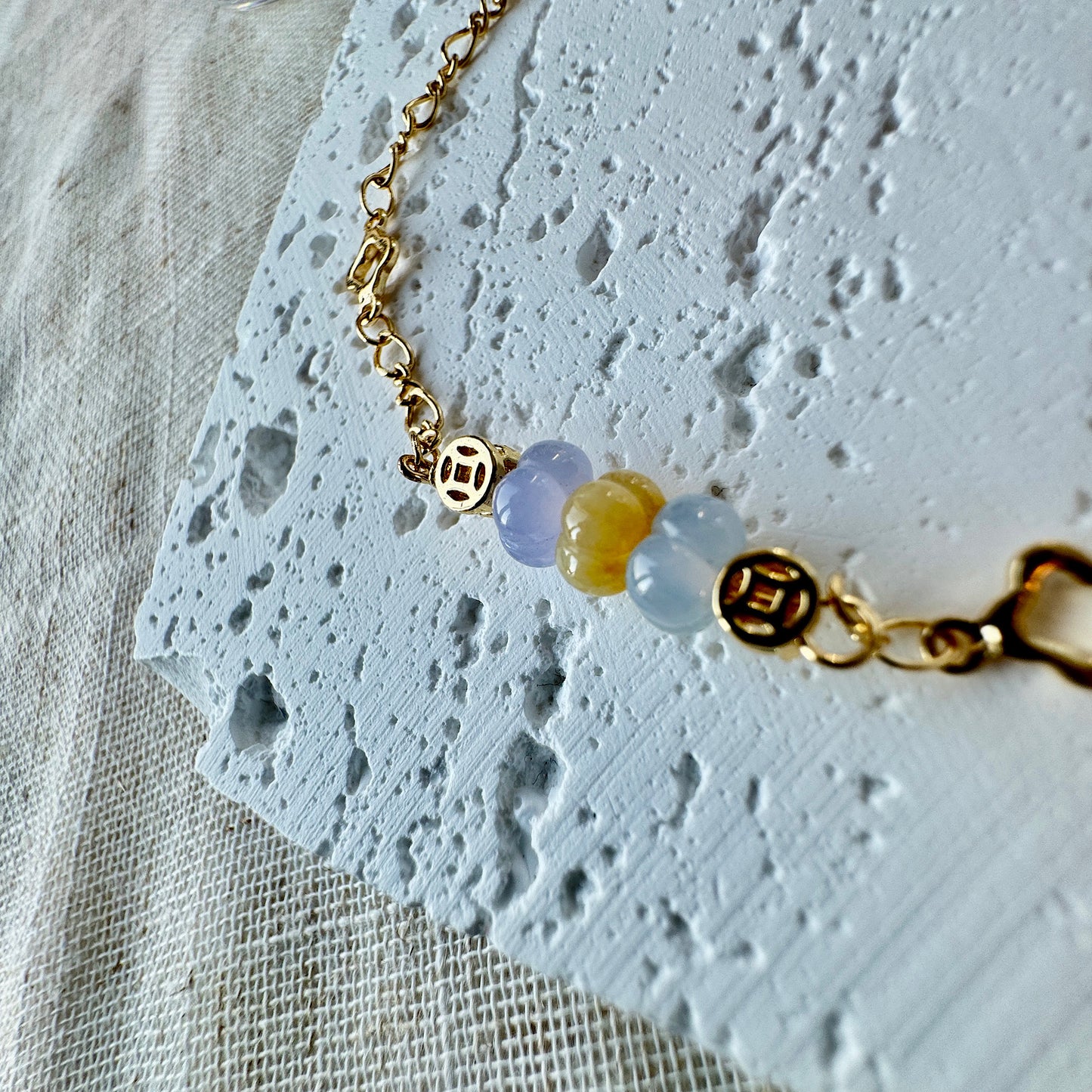 Pumpkin Jadeite Charm Bracelet
