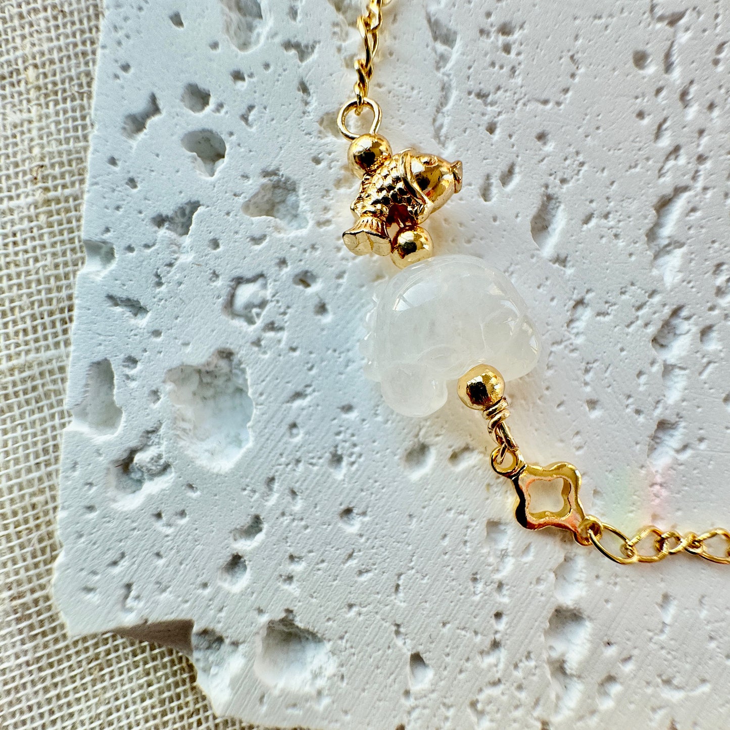 Crab Jadeite Charm Bracelet