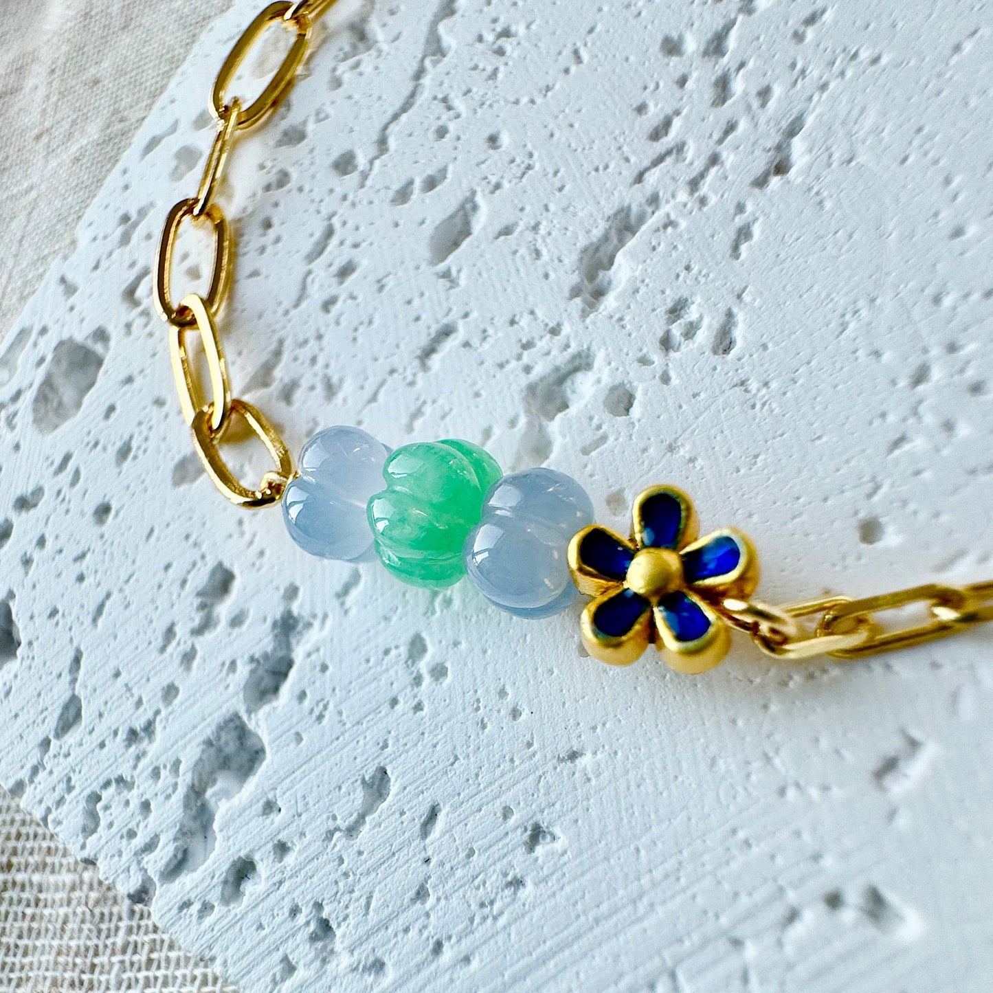 Pumpkin Jadeite Charm Bracelet