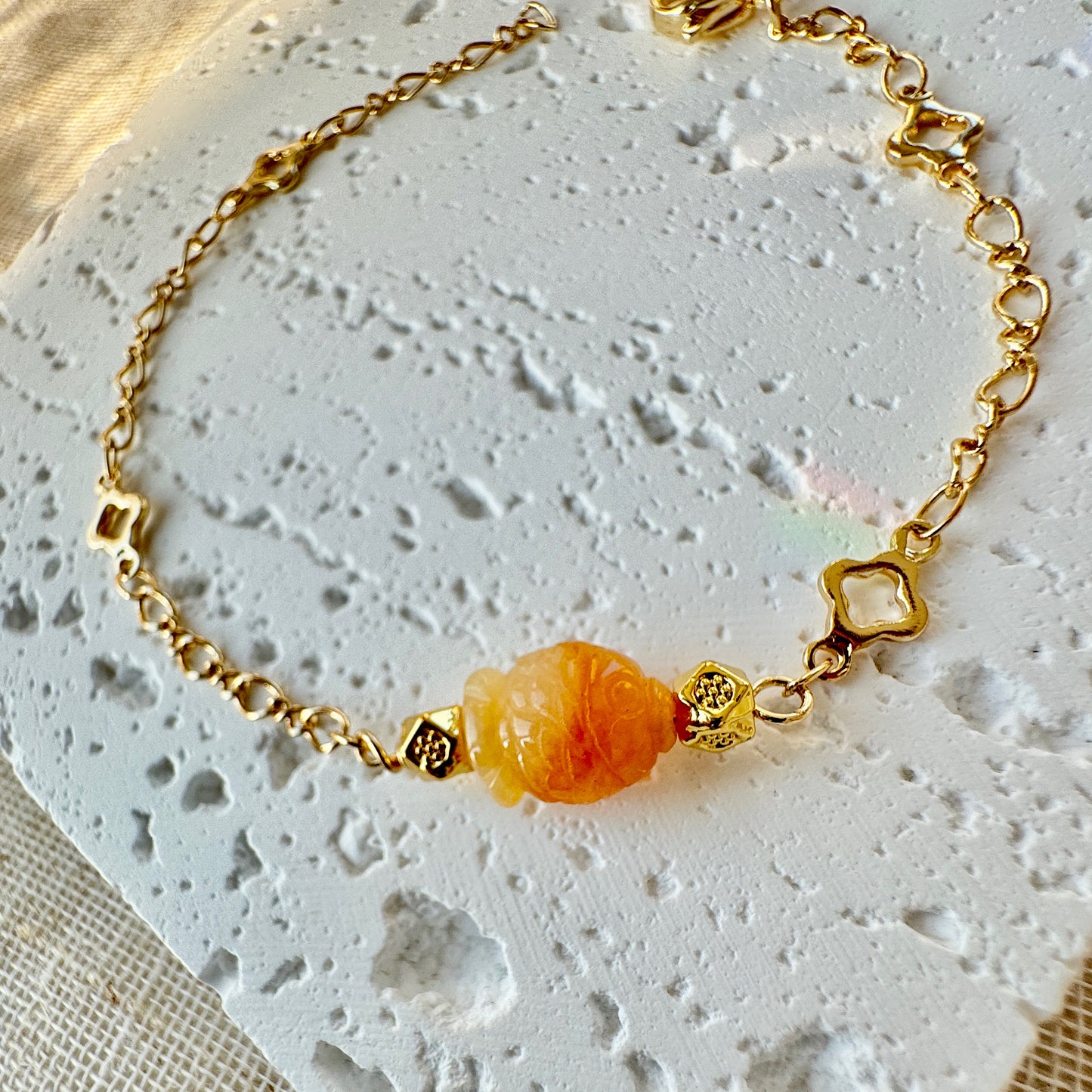 Goldfish Jadeite Charm Bracelet