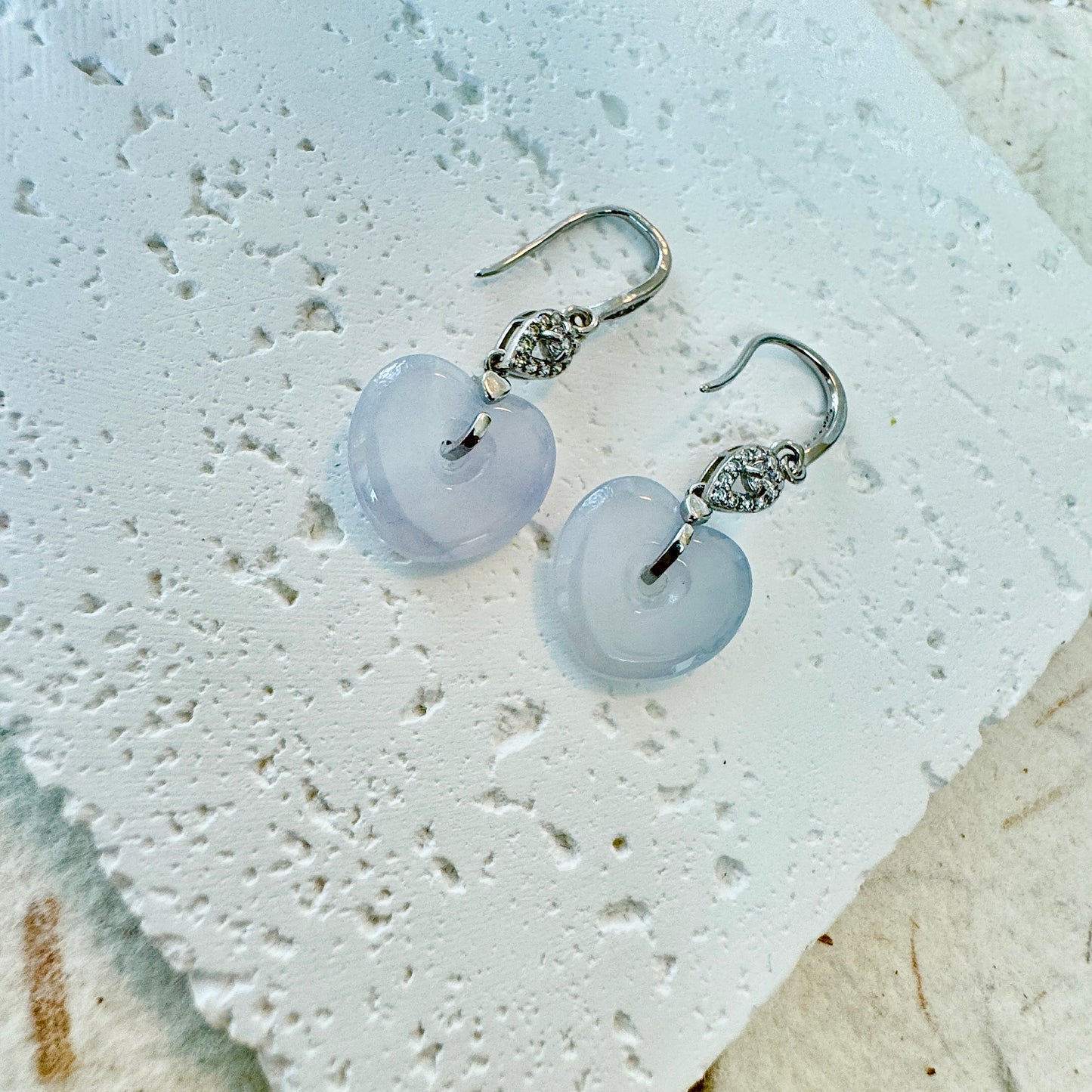 Icy Lavender Jadeite Donut Dangle Earrings