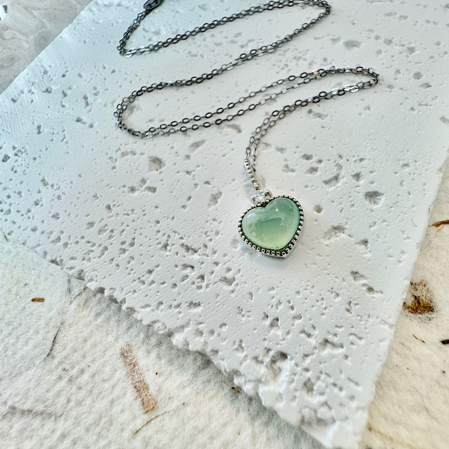 Icy Heart Jadeite Pendant Necklace