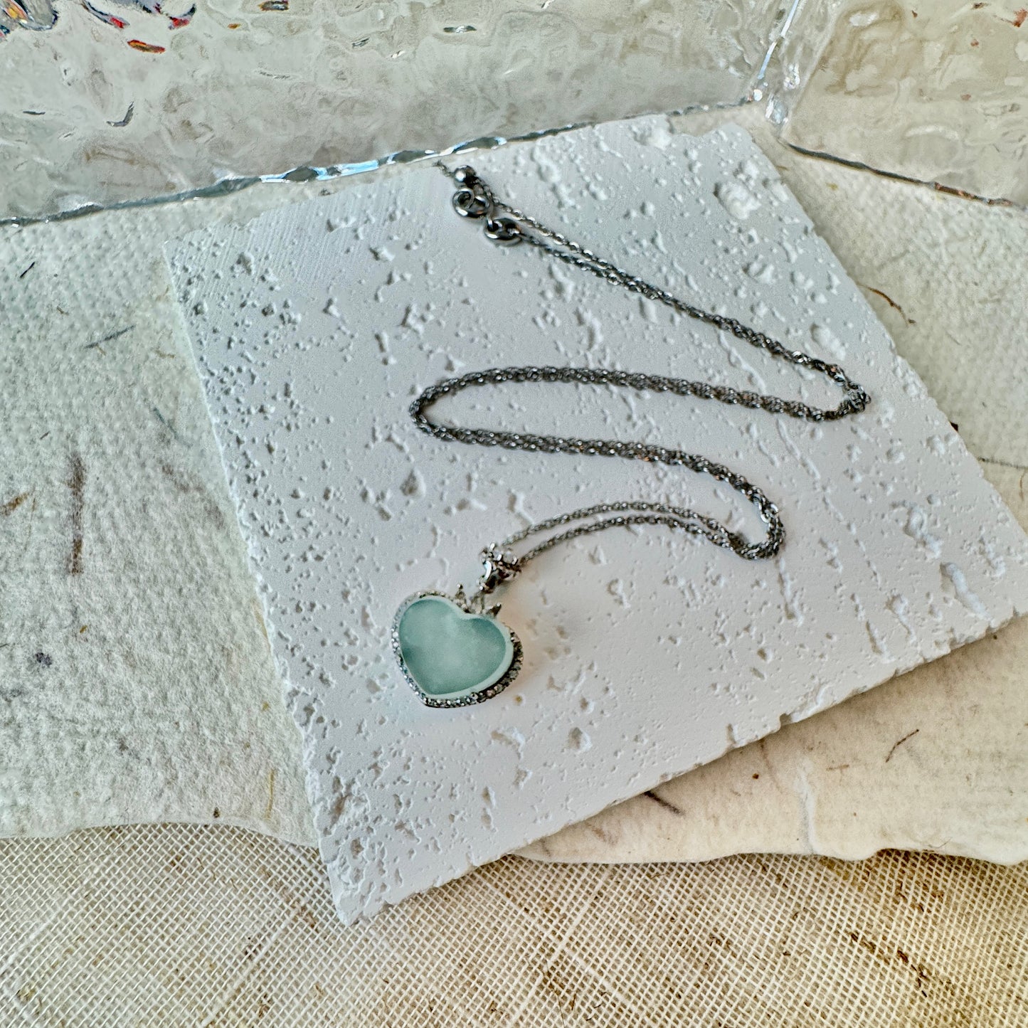 Icy Heart Jadeite Pendant Necklace