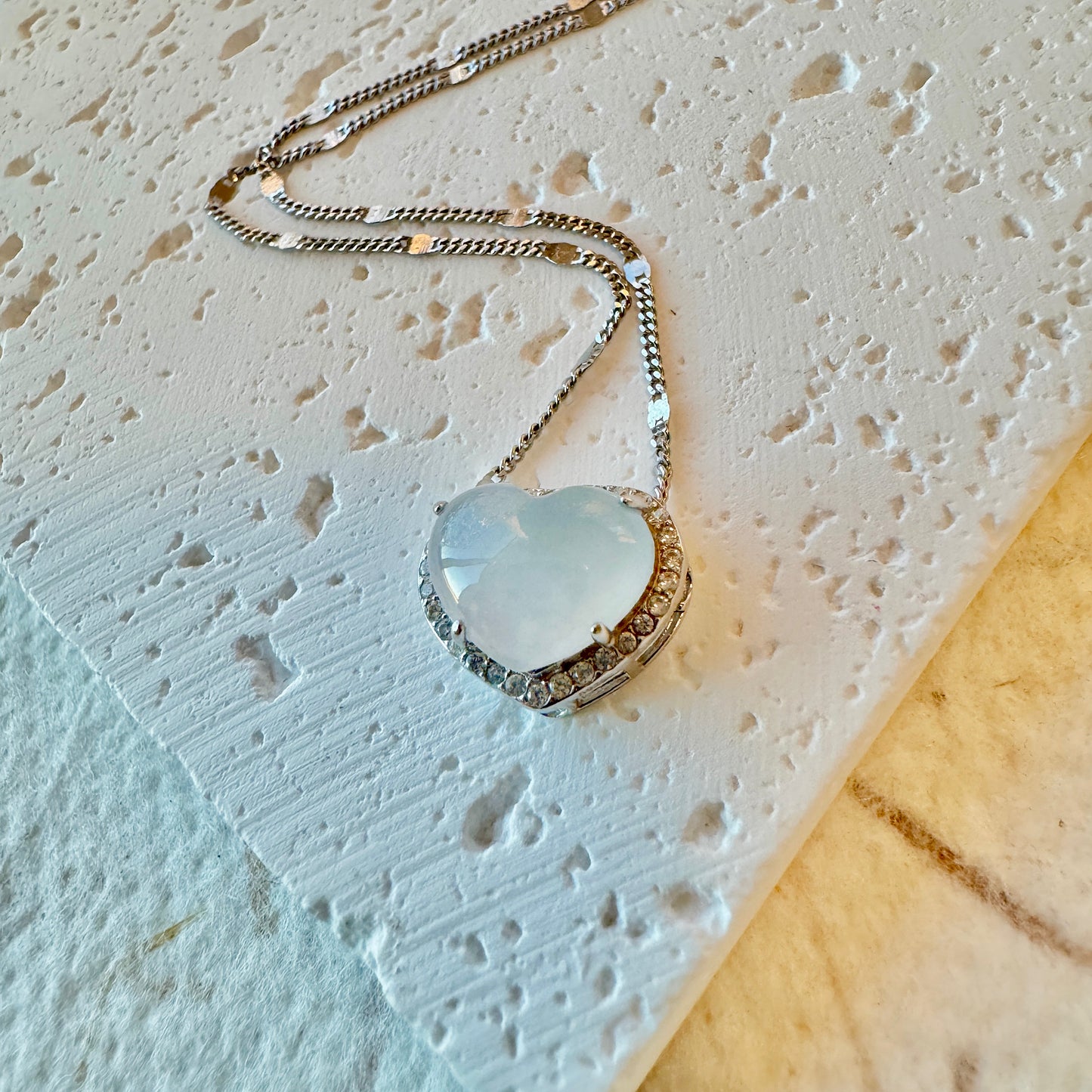 Icy Heart Jadeite Pendant Necklace