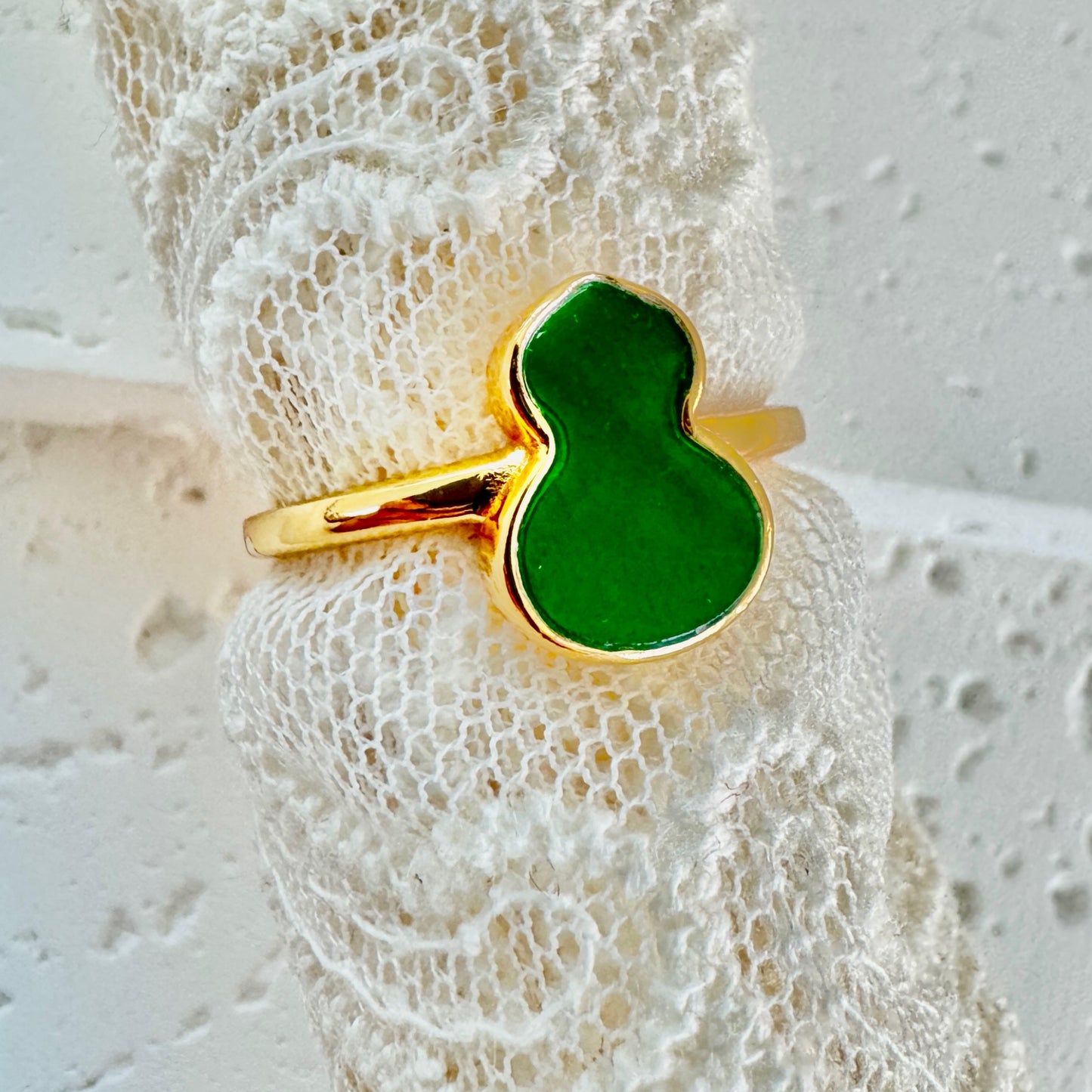 Green Hulu Calabash Jadeite Ring