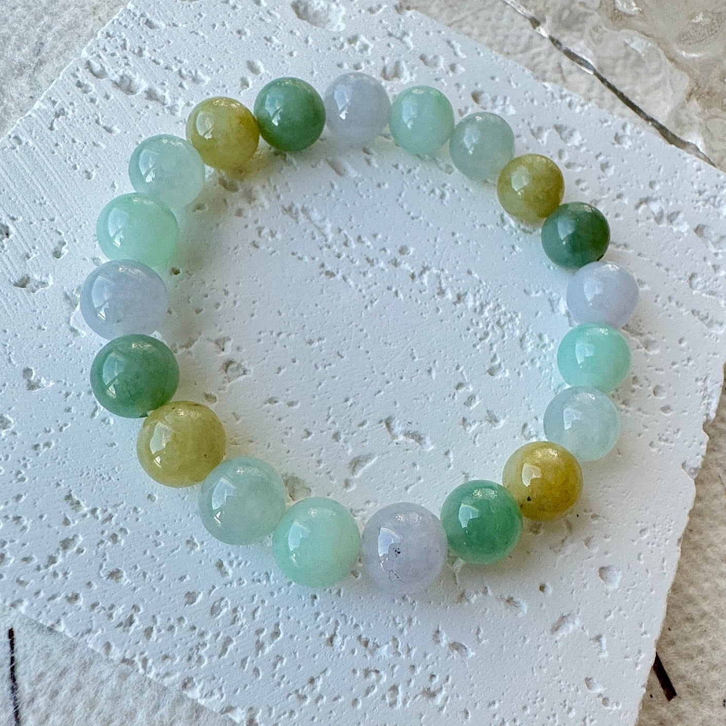Multi-color Fine Jadeite Beads Bracelet (c.9mm+)