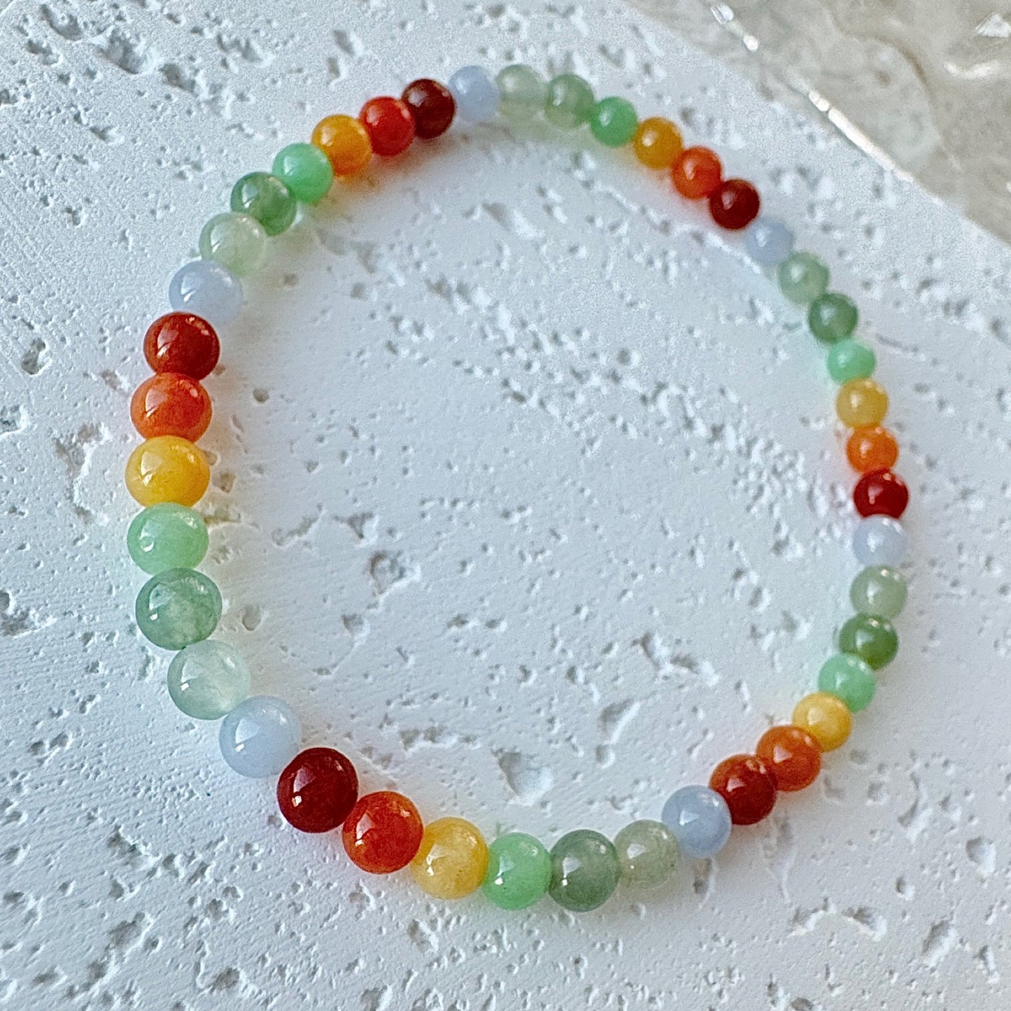 Rainbow Color Fine Jadeite Beads Bracelet (c.4mm+)