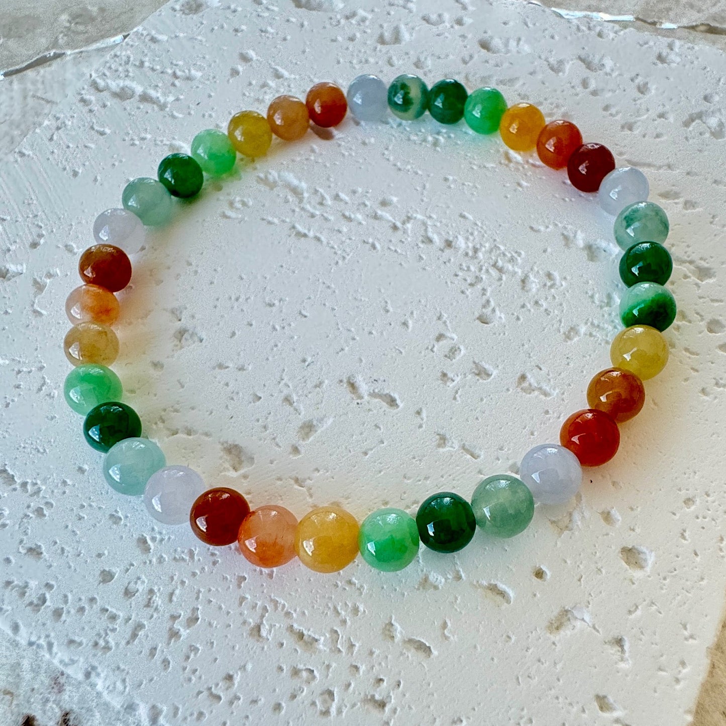 Rainbow Color Fine Jadeite Beads Bracelet (c.5mm+)