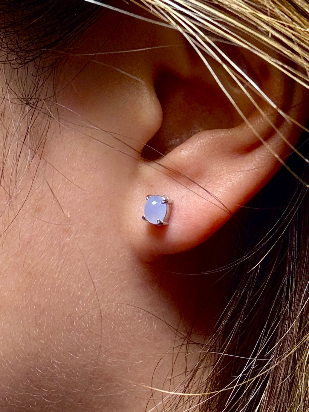 Icy Lavender Jadeite Cabochon Earrings