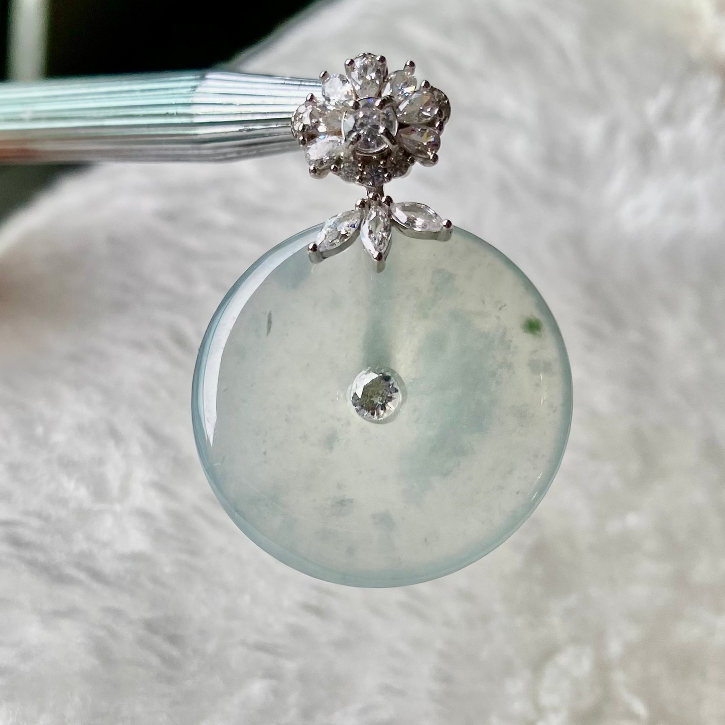 Icy Jadeite Donut Pendant Necklace