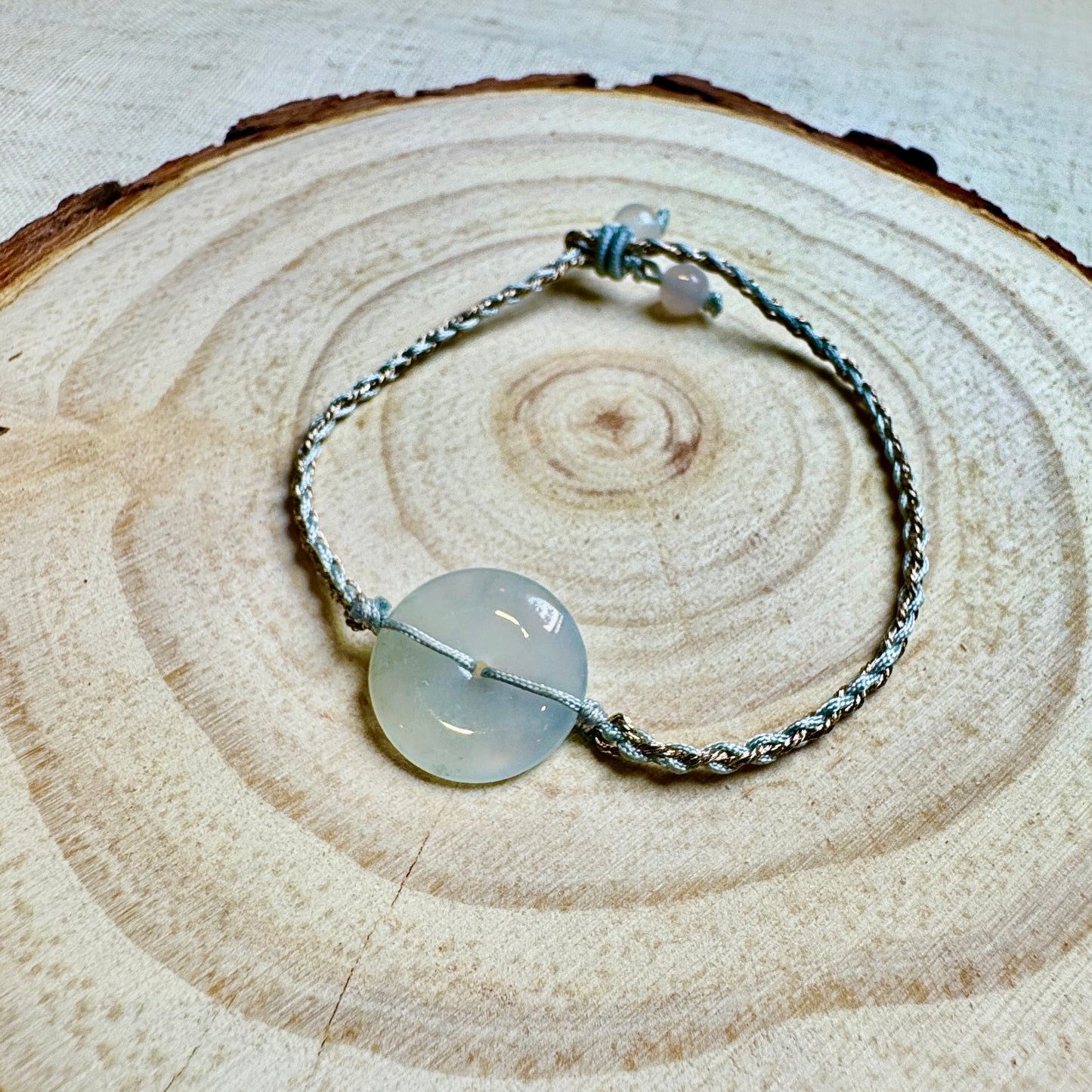Icy Jade Donut Macramé Bracelet