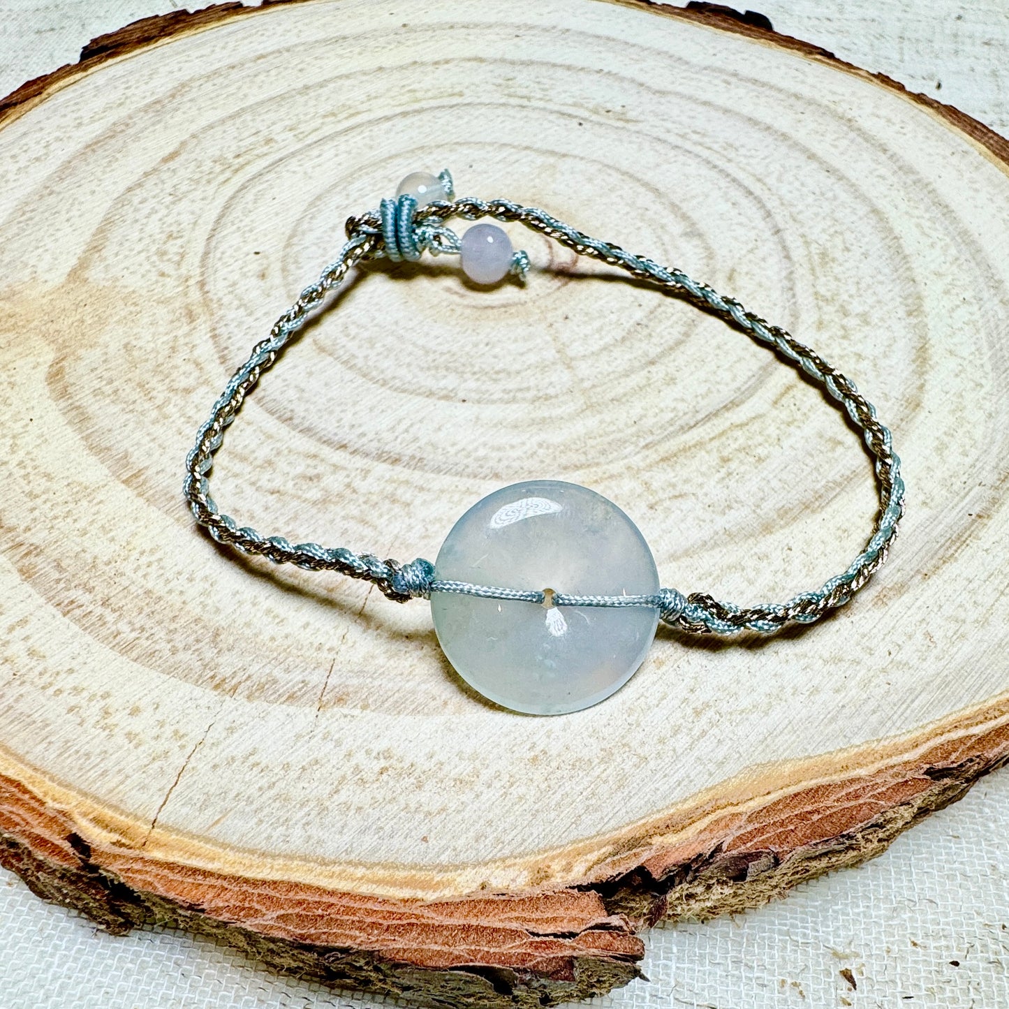 Icy Jade Donut Macramé Bracelet