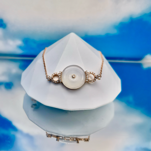 Icy Jadeite Donut Bracelet  (18K Rose Gold · Natural Diamonds)