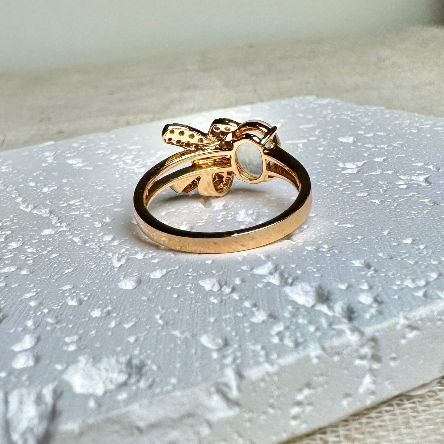 Icy Jadeite Oval Cabochon Ring (18K Rose Gold · Natural Diamonds)