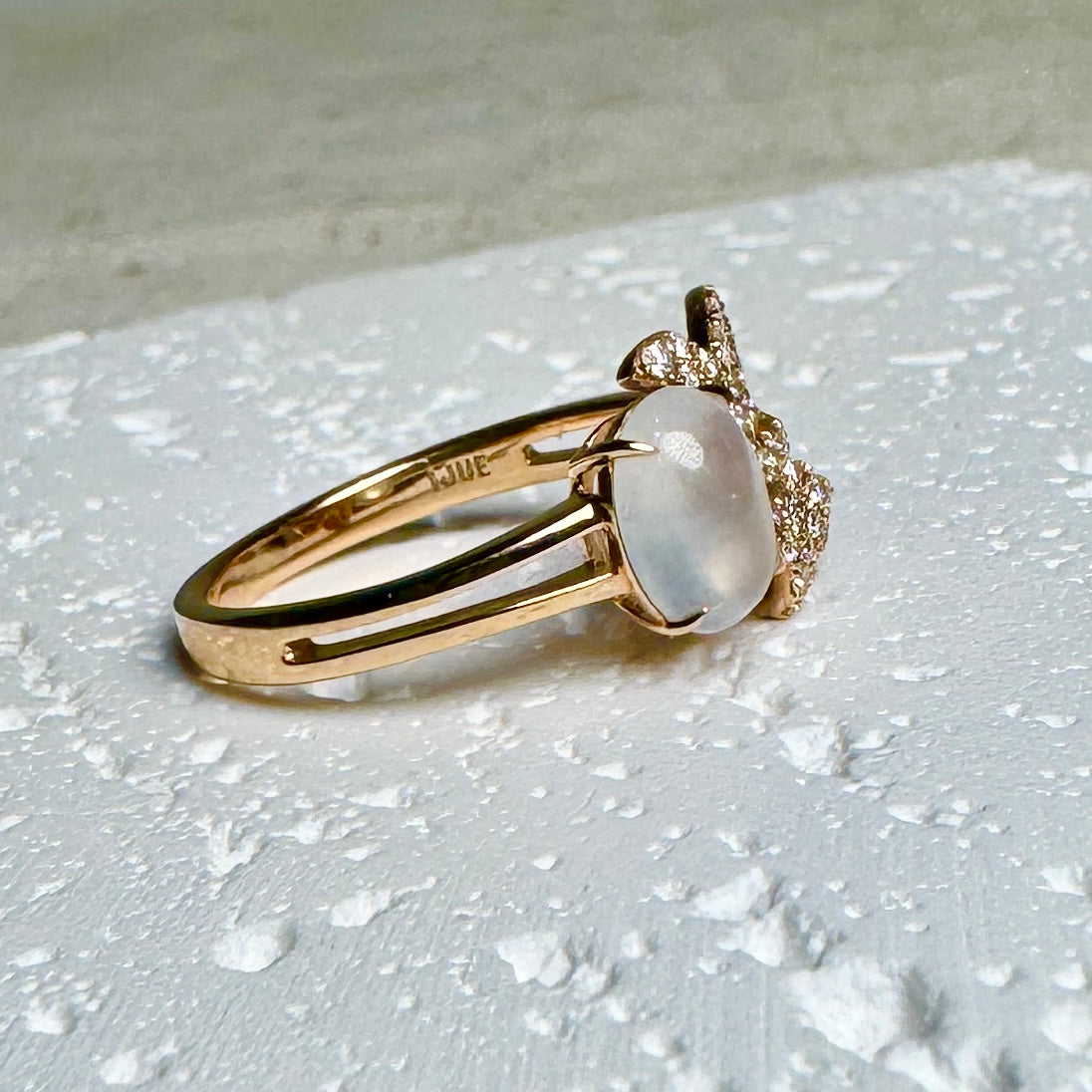 Icy Jadeite Oval Cabochon Ring (18K Rose Gold · Natural Diamonds)