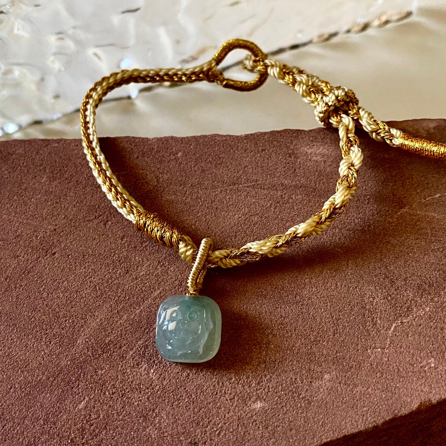 Zodiac Series - Dog Jadeite Macramé Bracelet
