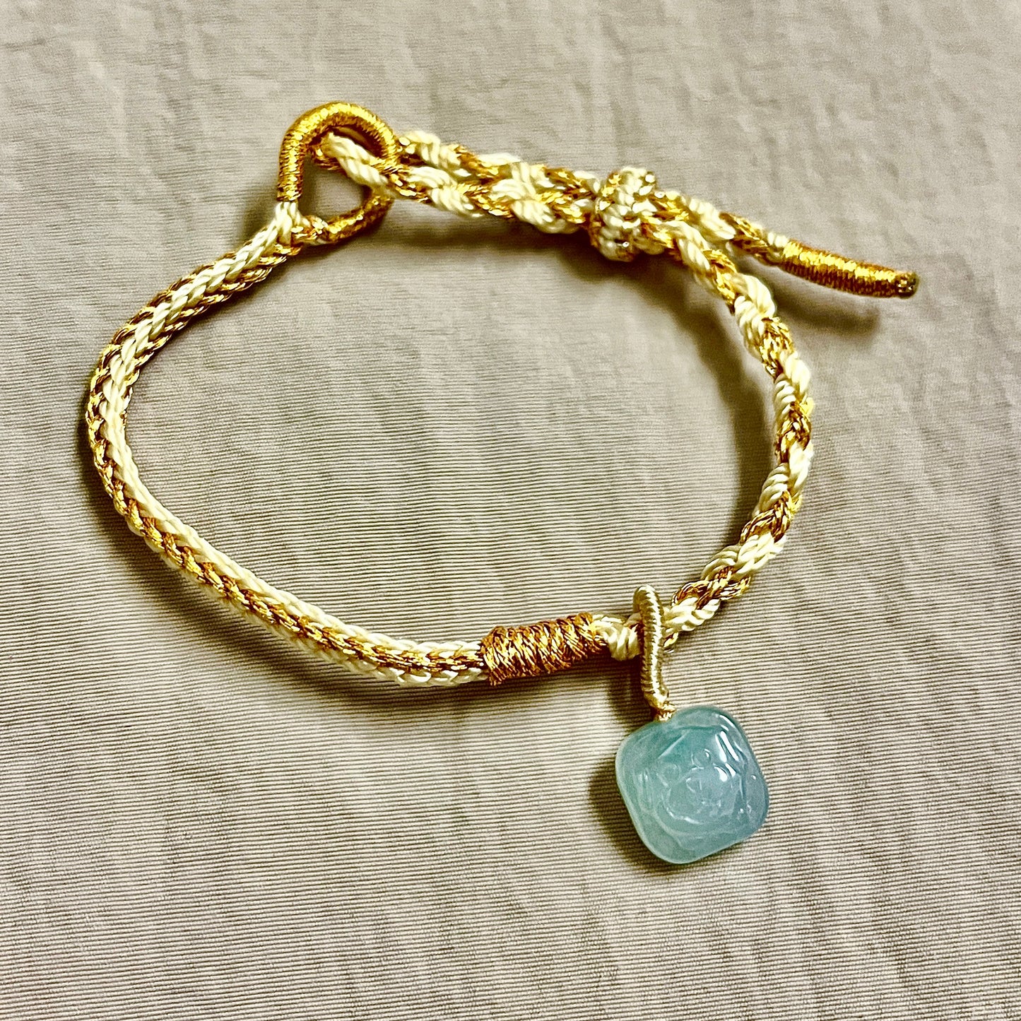 Zodiac Series - Dog Jadeite Macramé Bracelet
