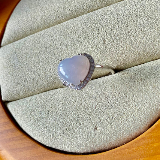 Icy Lavender Heart Jadeite Ring