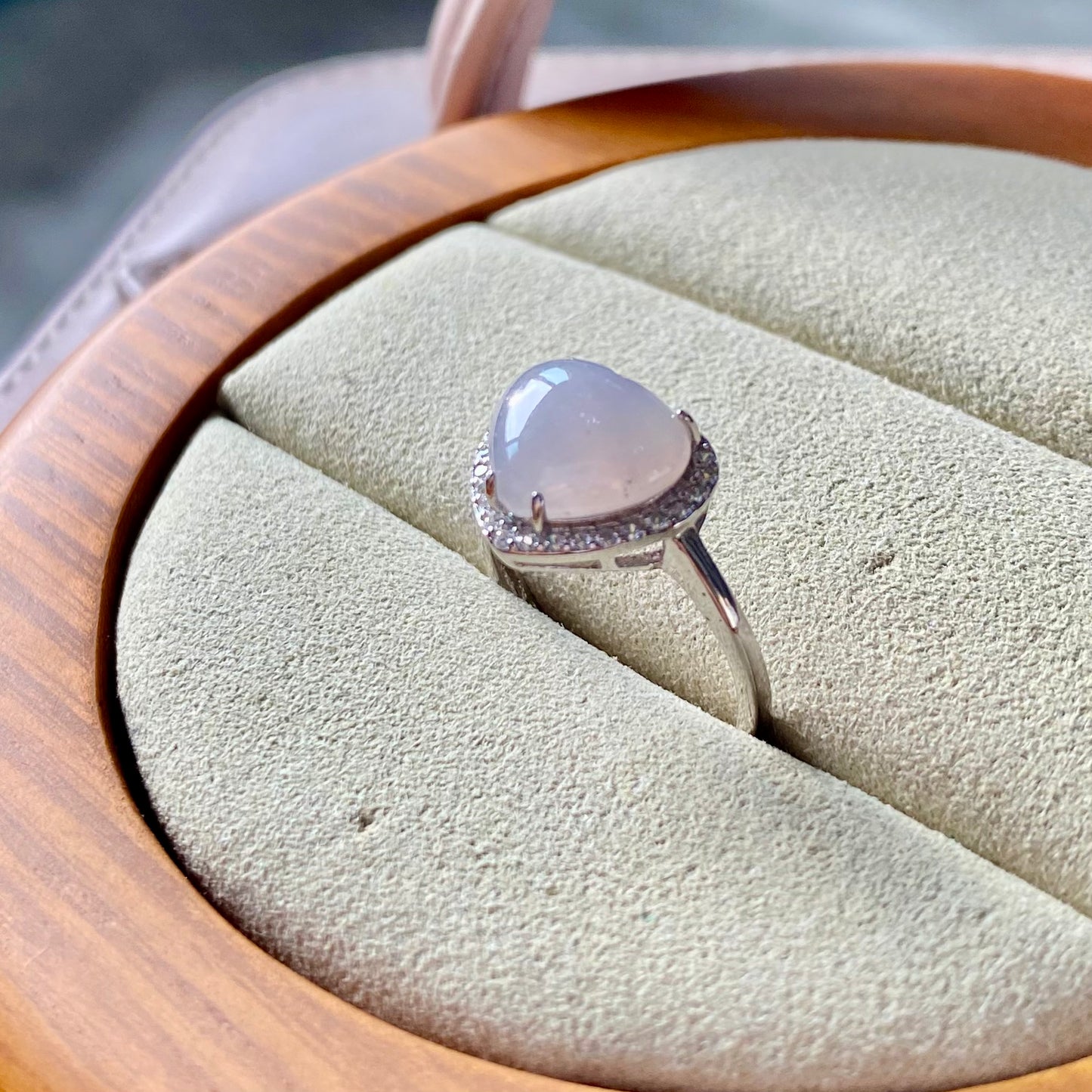 Icy Lavender Heart Jadeite Ring