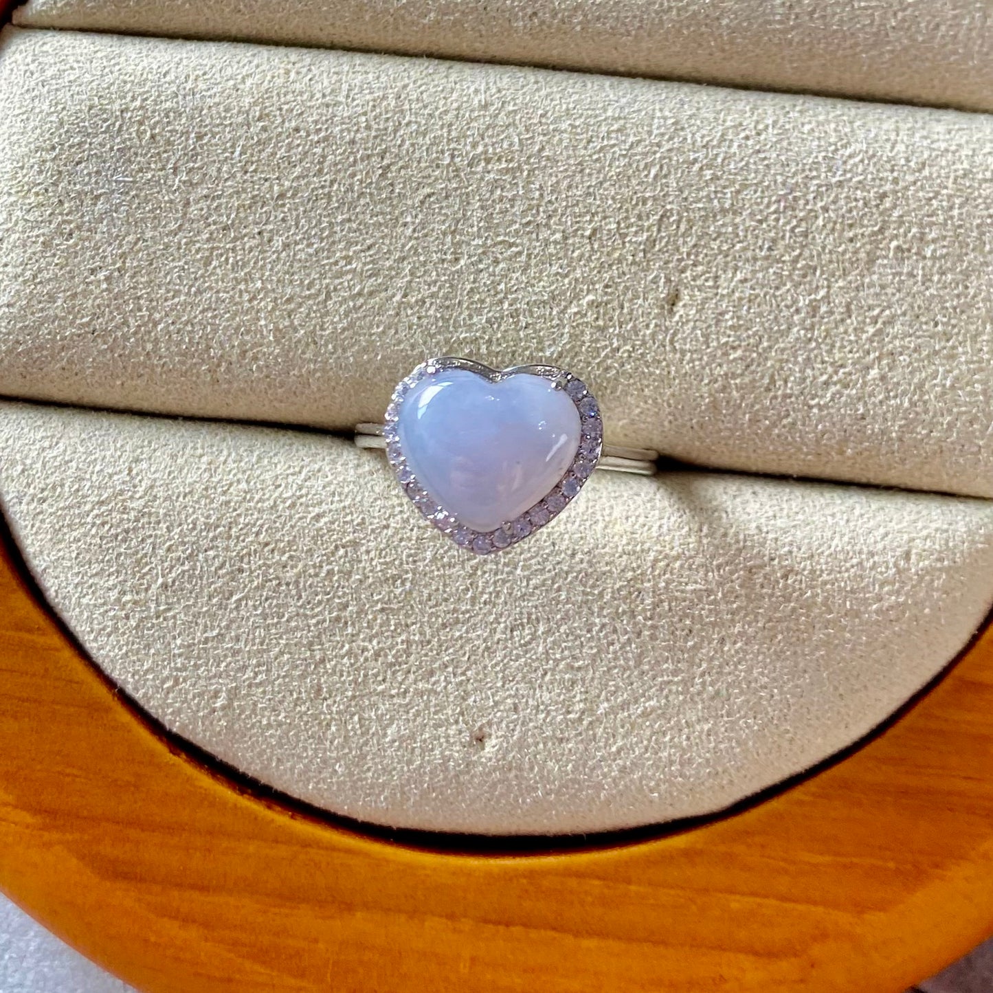Icy Lavender Heart Jadeite Ring