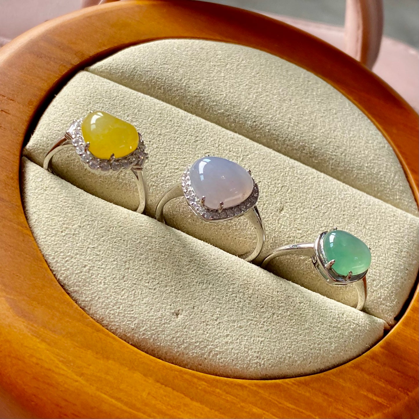 Icy Lavender Heart Jadeite Ring