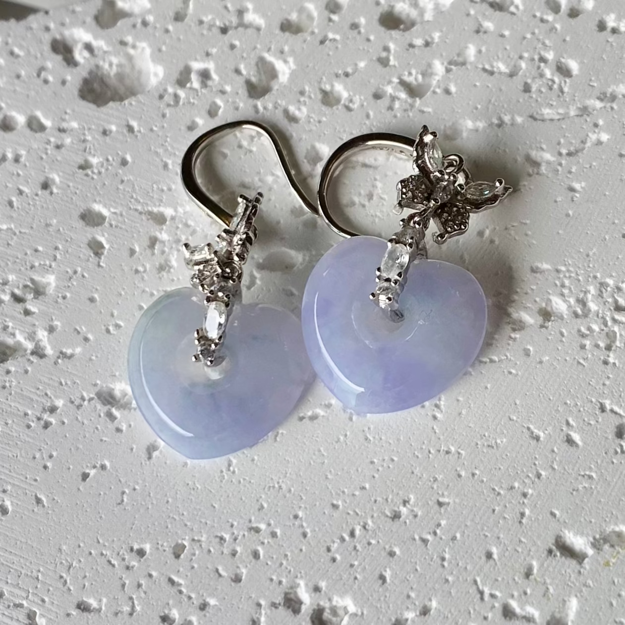Icy Lavender Jadeite Donut Dangle Earrings