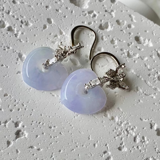 Icy Lavender Jadeite Donut Dangle Earrings