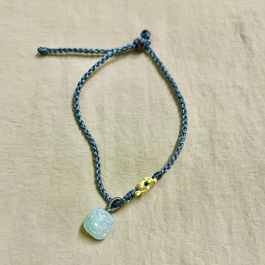 Zodiac Series - Horse Jadeite Macramé Bracelet