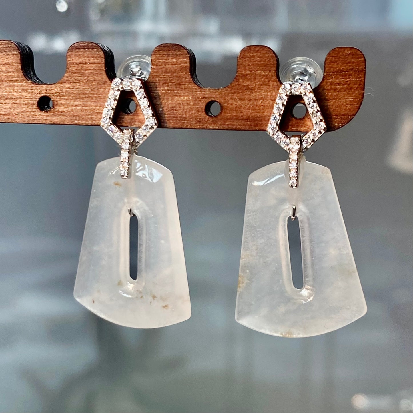 Icy Jadeite Donut Dangle Earrings