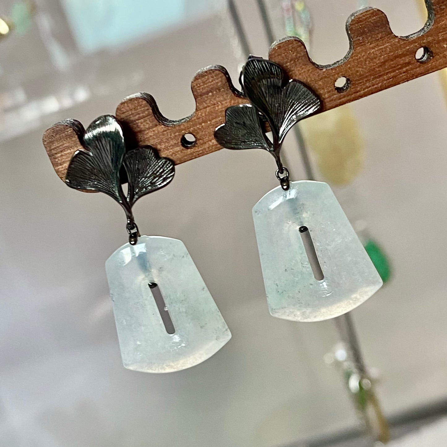 Icy Jadeite Donut Dangle Earrings
