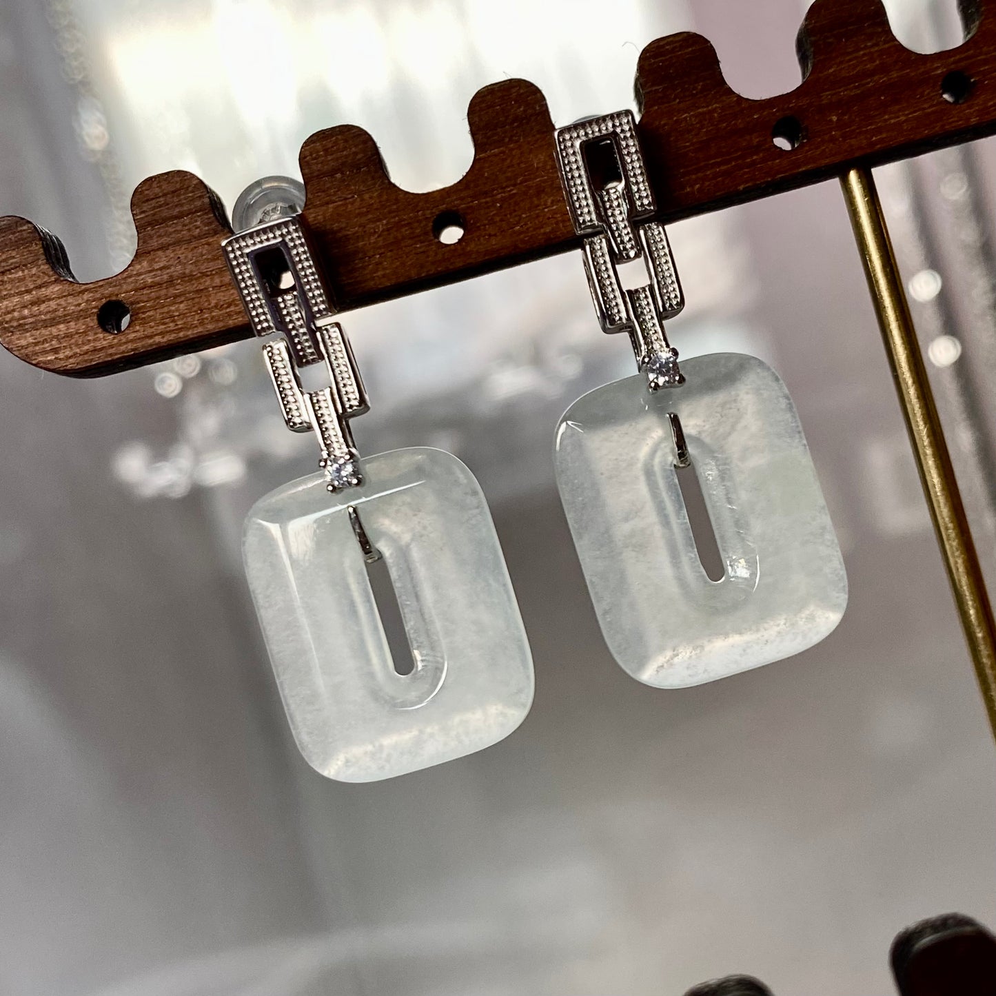 Icy Jadeite Donut Dangle Earrings