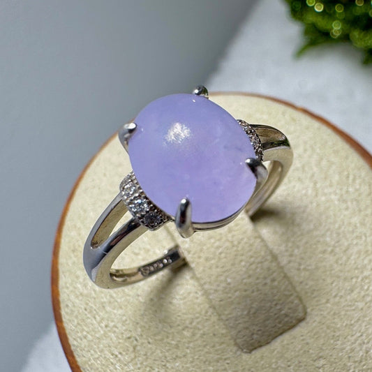 Icy Lavender Jadeite Cabochon Ring