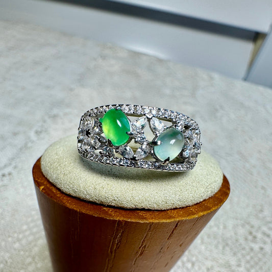 Multi-color Jadeite Cabochon Band Ring