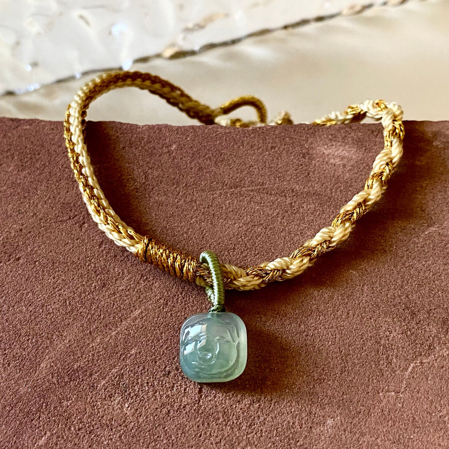 Zodiac Series - Pig Jadeite Macramé Bracelet